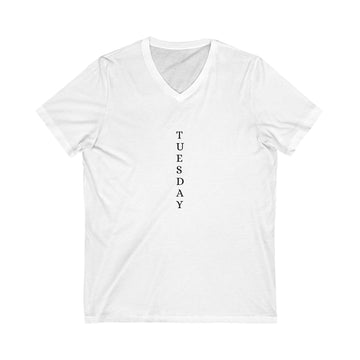 Tuesday T Shirt - Women Unisex Jersey Short Sleeve V-Neck Tee, Casual V-Neck Tee, Comfortable Graphic Shirt, Everyday Unisex Top,