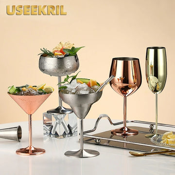 304 Stainless Steel Cocktail Glass Red Wine Cup Flute Champagne Cup Metal Cup Bar Martini Cup