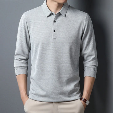 Men's Business Casual Polo Long Sleeve T-shirt Summer Comfortable Top