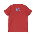 Female V-Neck Tee - Female Number 16 Detroit Football Printify