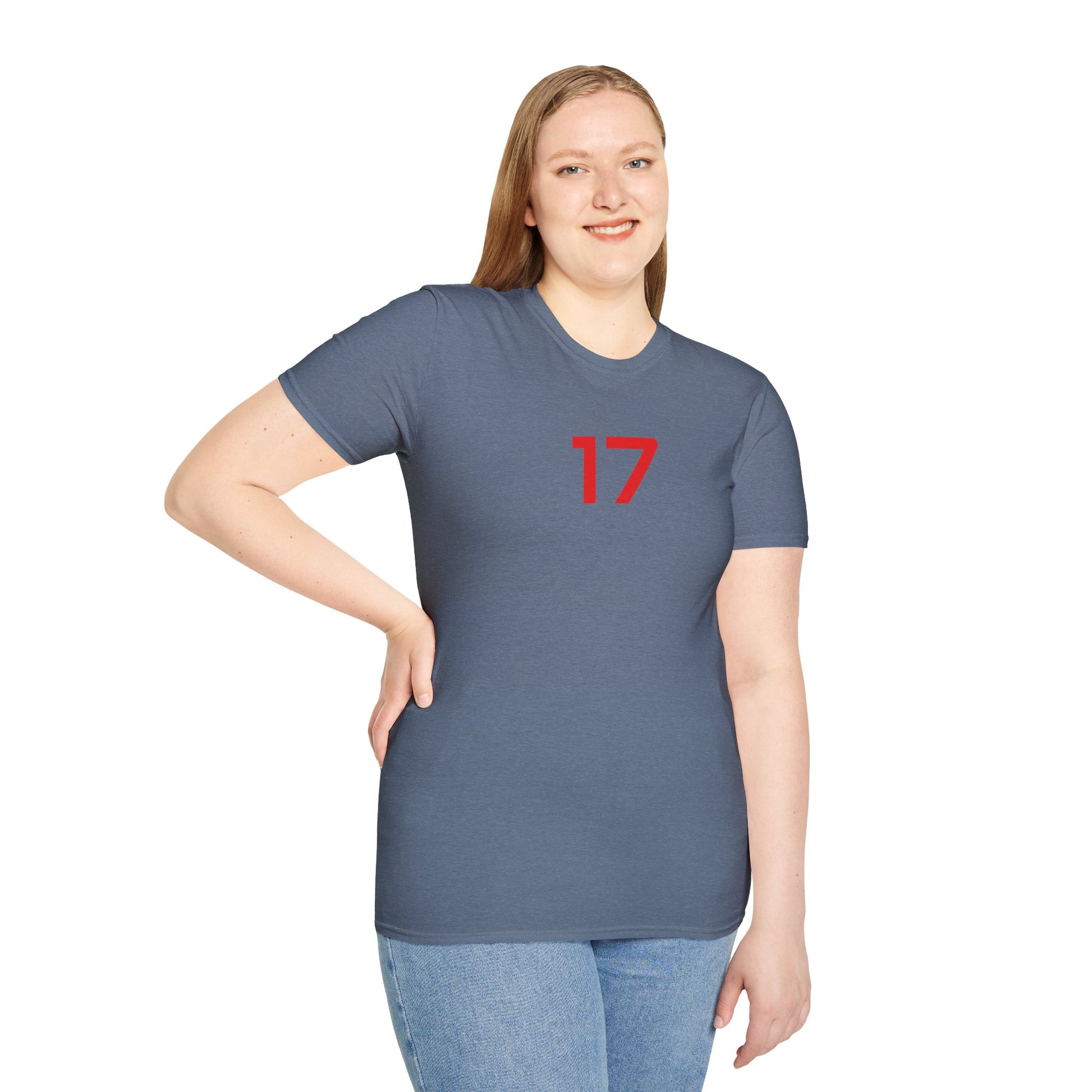 seventeen blue and red - 2 the Point T's  -  by FletchAnswers.com Printify