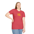 Mahomes Number 15 Football Unisex T-Shirt - Football Fan Tee, Touchdown Lover Shirt, Sports Apparel, Game Day Outfit, Quarterback Gift Printify