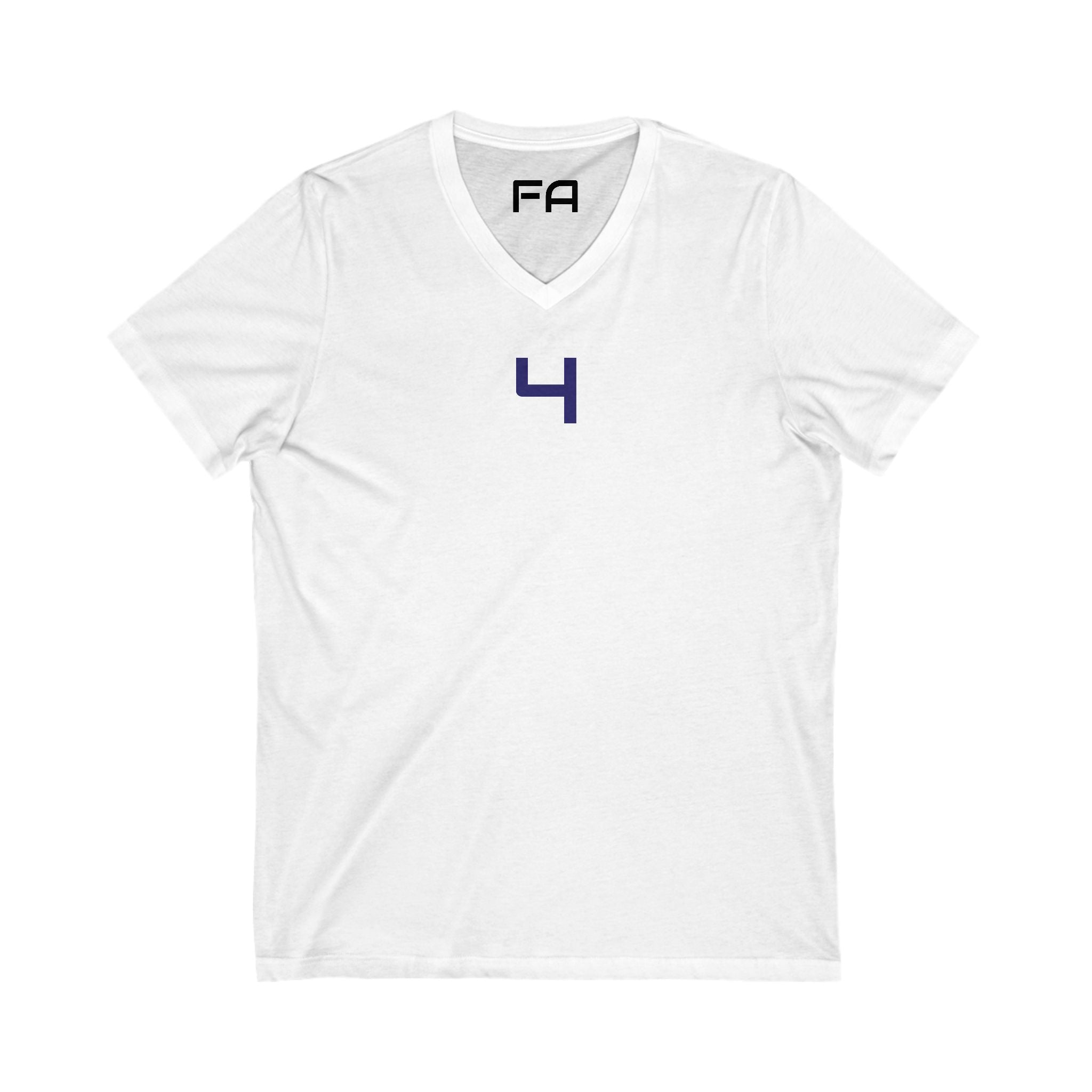 Female V-Neck Tee - Female Number 4 Dallas Football White and Blue Shirt