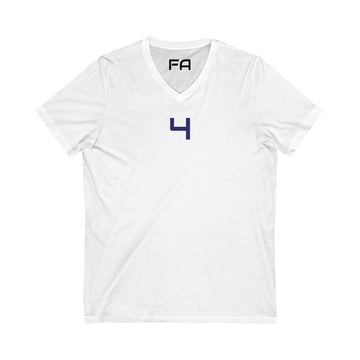 Female V-Neck Tee - Female Number 4 Dallas Football White and Blue Shirt