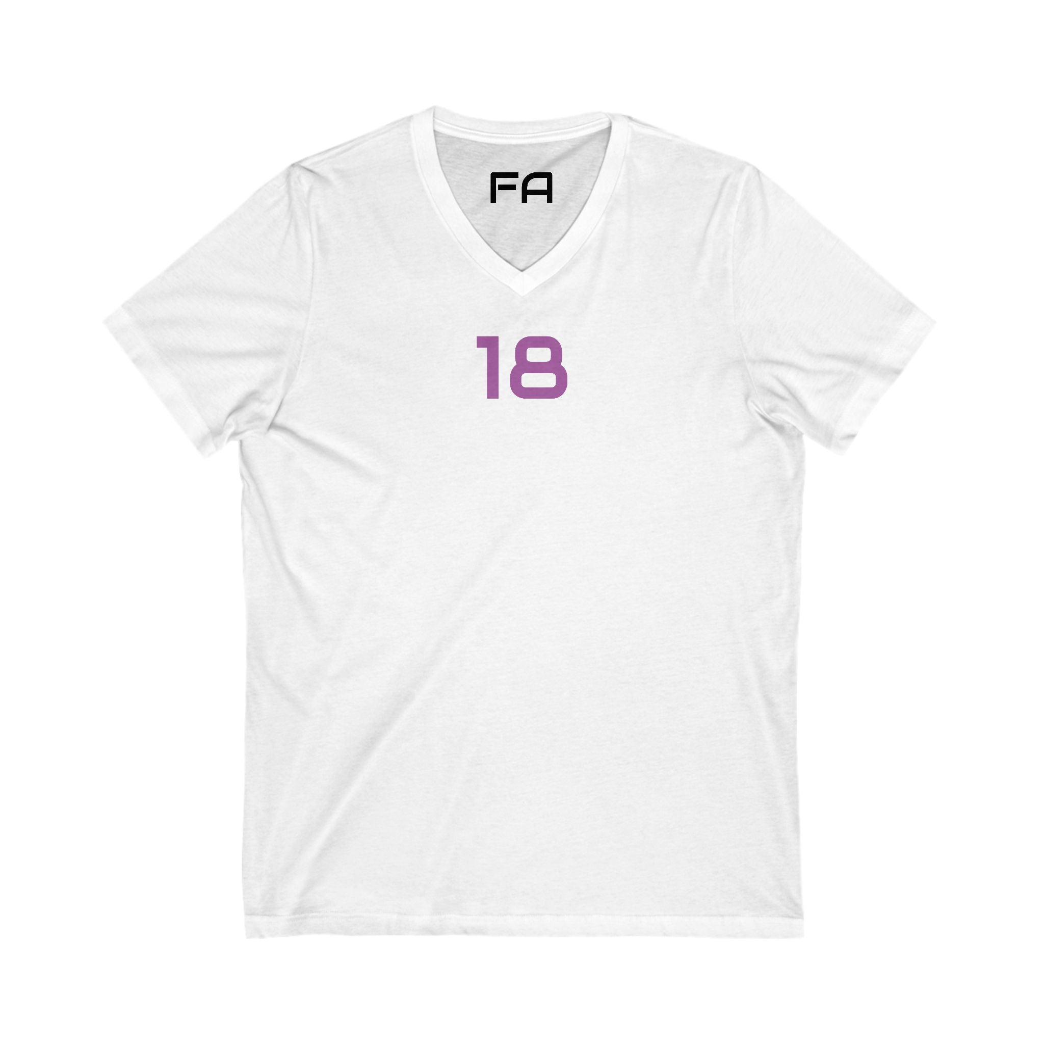 Minnesota Female V-Neck Tee - Female Number 18 Football White and Purple Shirt Printify