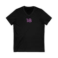 Minnesota Female V-Neck Tee - Female Number 18 Football White and Purple Shirt Printify