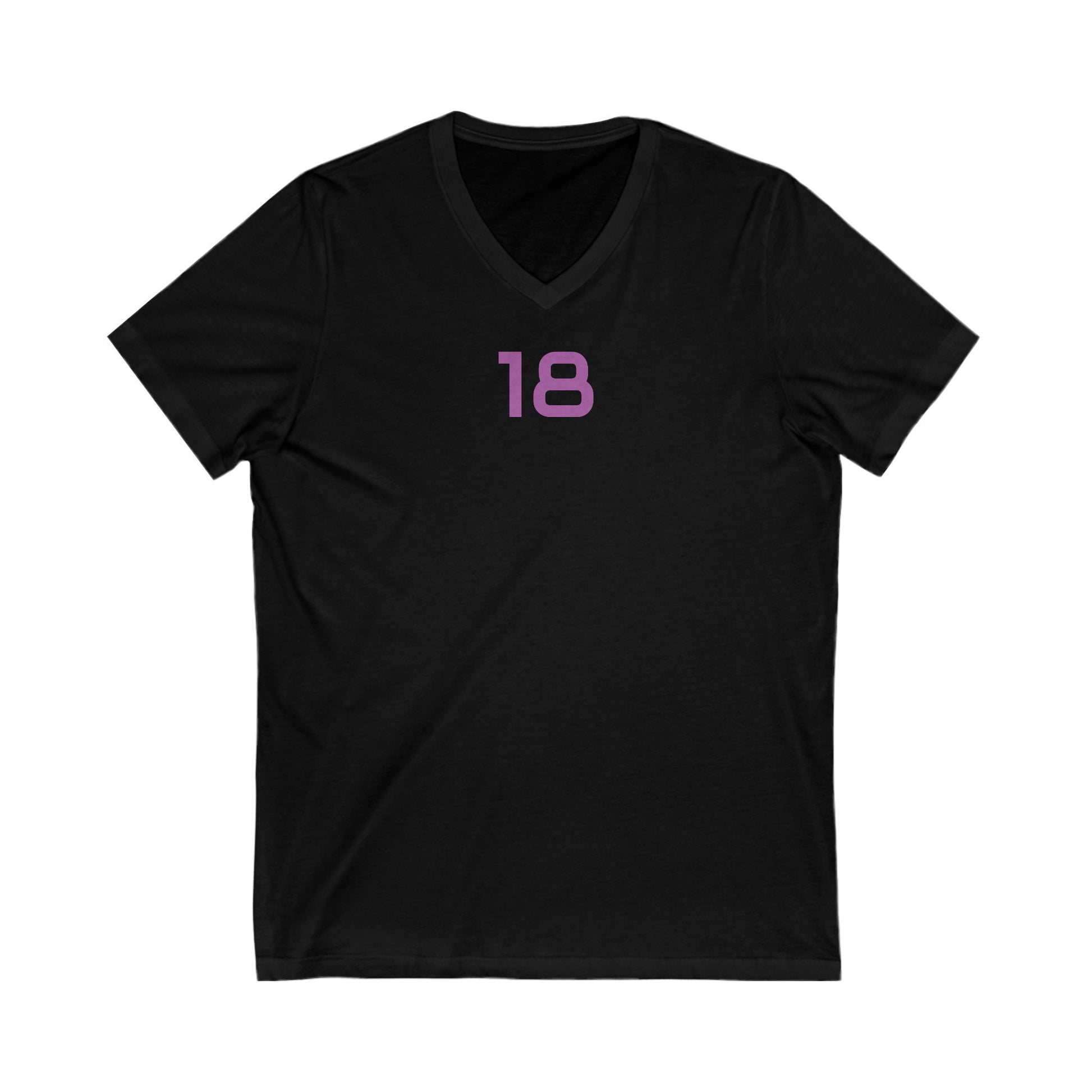 Minnesota Female V-Neck Tee - Female Number 18 Football White and Purple Shirt Printify