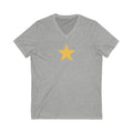 Star V-Neck Tee - White and Gold Be a Star Tshirt Printify