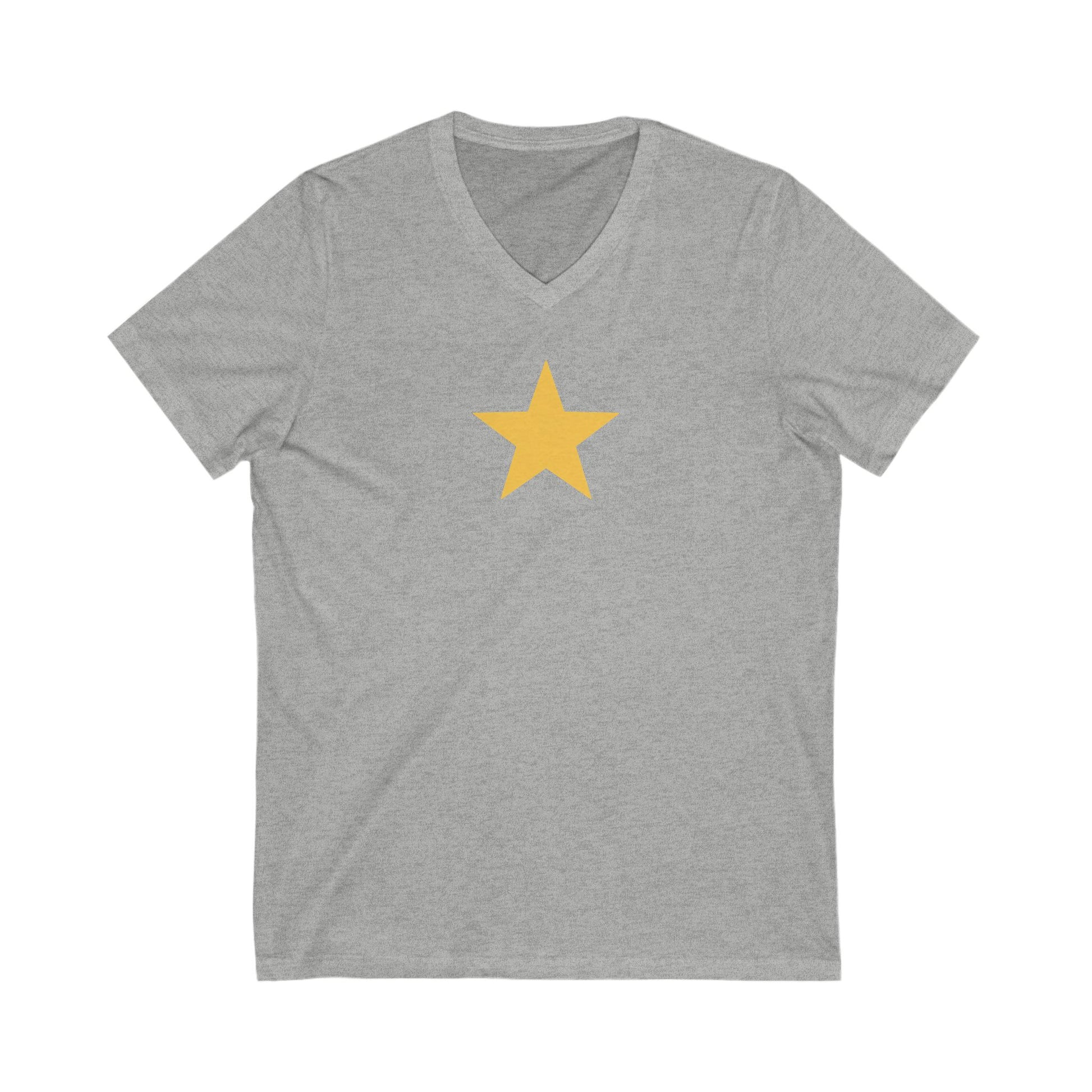 Star V-Neck Tee - White and Gold Be a Star Tshirt Printify