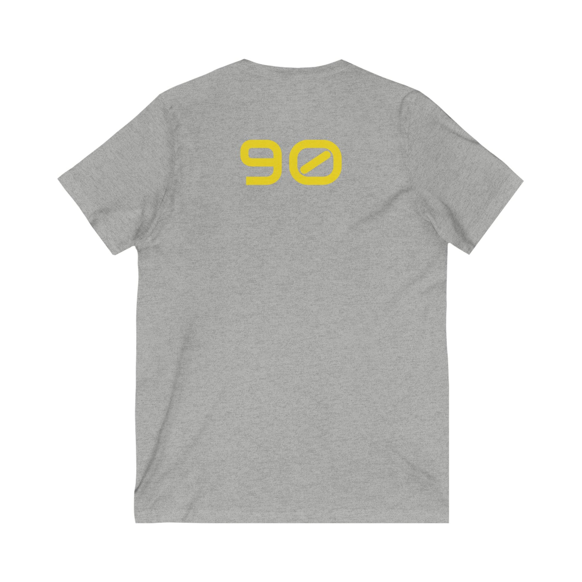 Female V-Neck Tee - Female Number 90 Pittsburgh Football Black and Yellow Shirt Printify