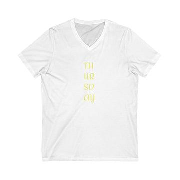 Thursday T Shirt -  Women Unisex Jersey Short Sleeve V-Neck Tee, Casual V-Neck Tee, Comfortable Graphic Shirt, Everyday Unisex Top,