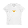 Star V-Neck Tee - White and Gold Be a Star Tshirt Printify