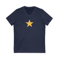 Star V-Neck Tee - White and Gold Be a Star Tshirt Printify