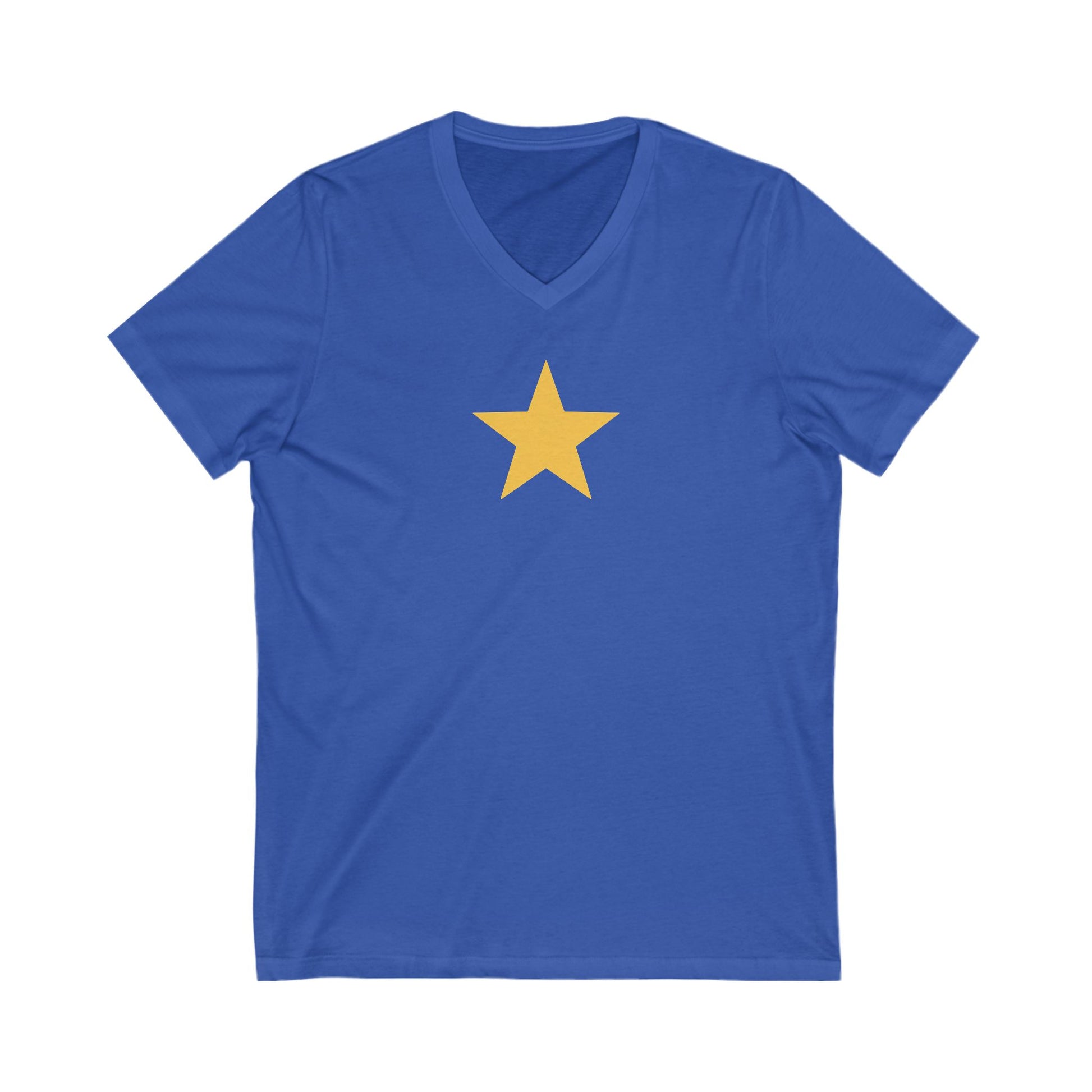 Star V-Neck Tee - White and Gold Be a Star Tshirt Printify