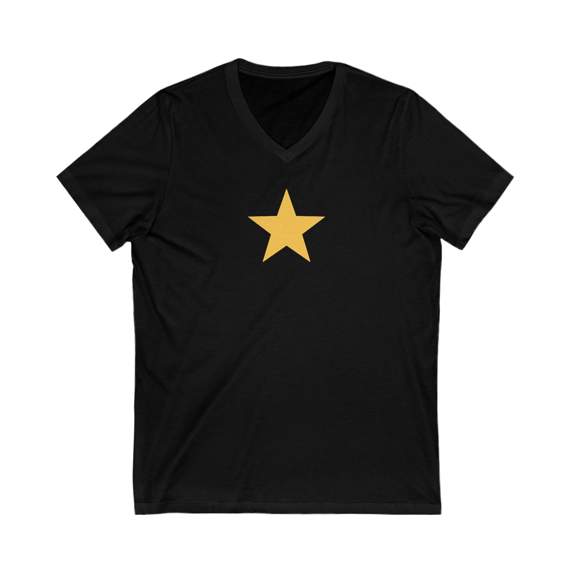 Star V-Neck Tee - White and Gold Be a Star Tshirt Printify