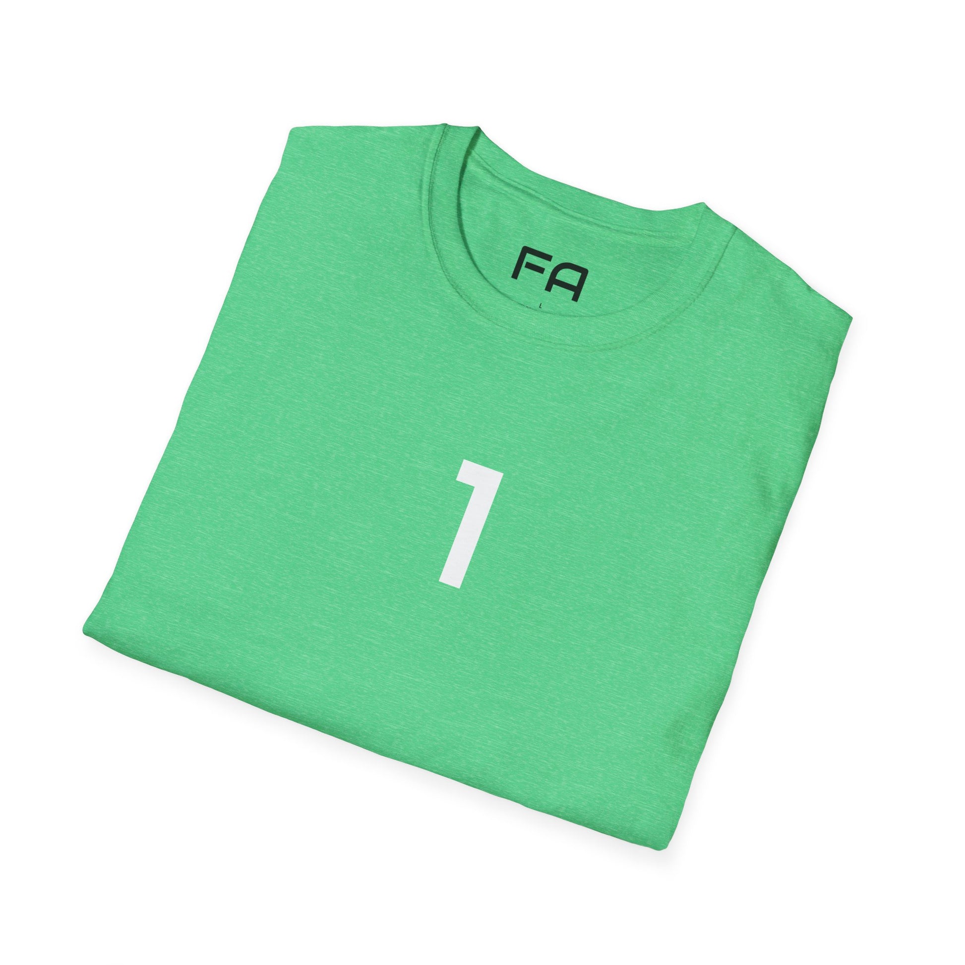 number one - 1 - Green and white - 2 the Point T's  -  by FletchAnswers.com Printify