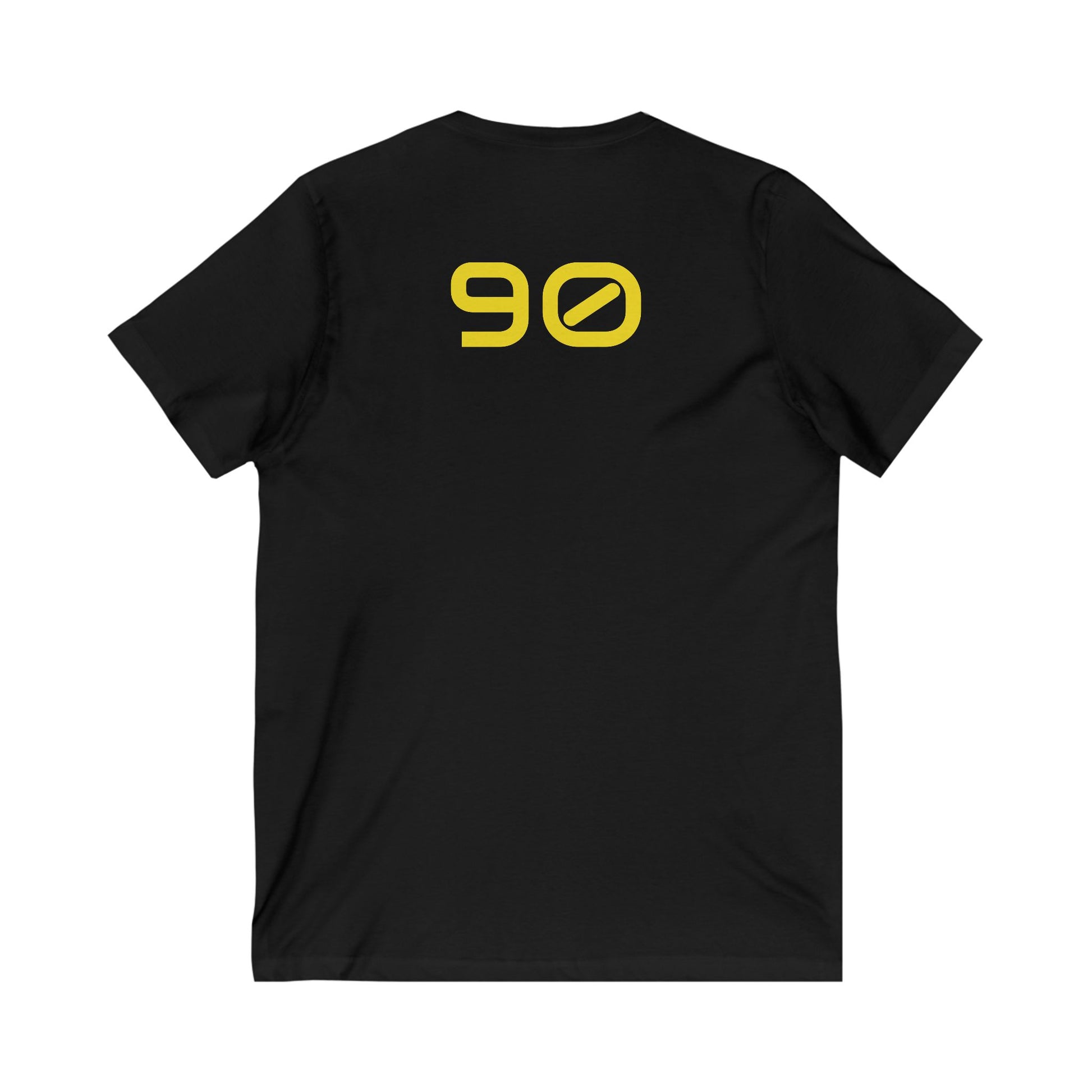 Female V-Neck Tee - Female Number 90 Pittsburgh Football Black and Yellow Shirt Printify