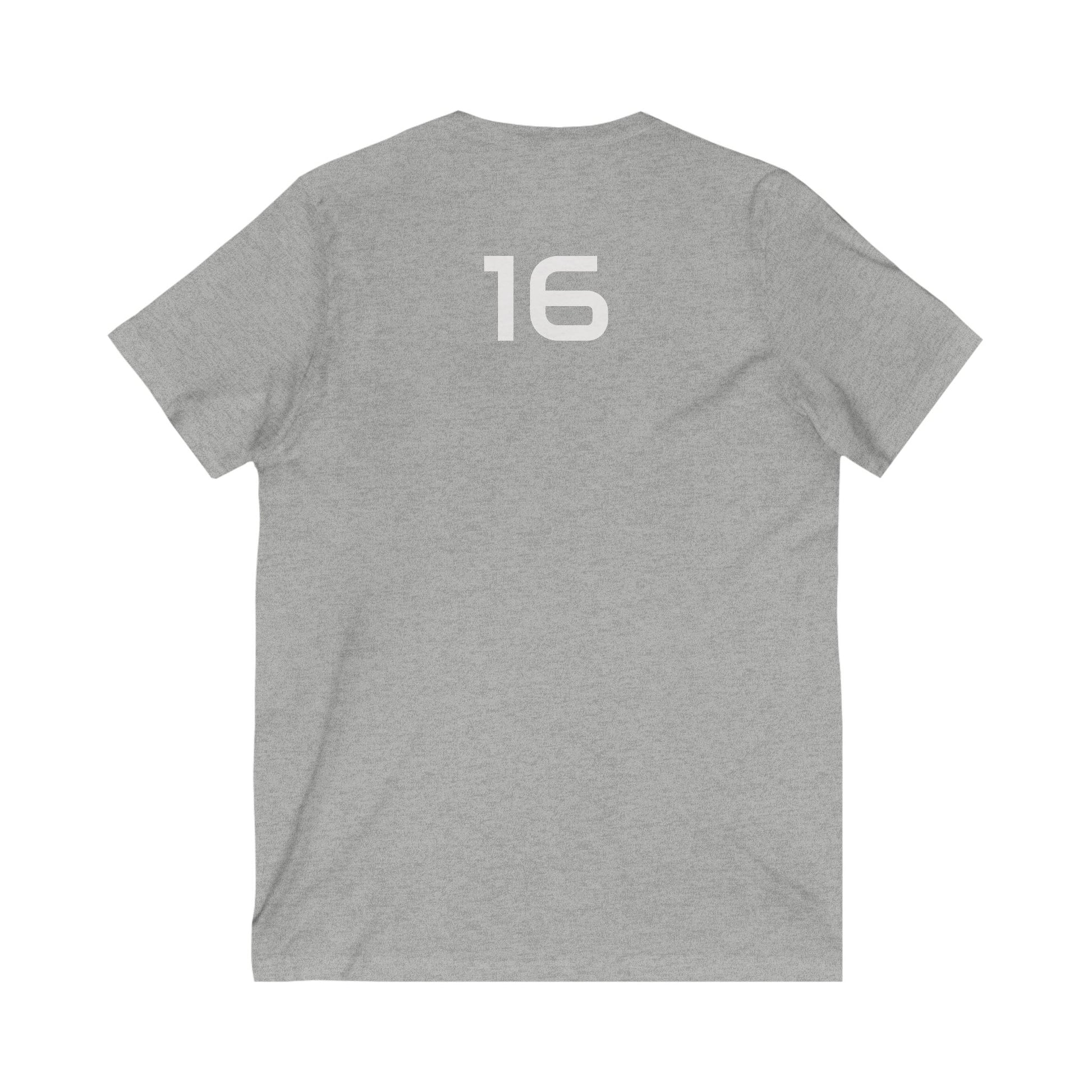 V-Neck Tee - Female Number 16 Detroit Football Printify