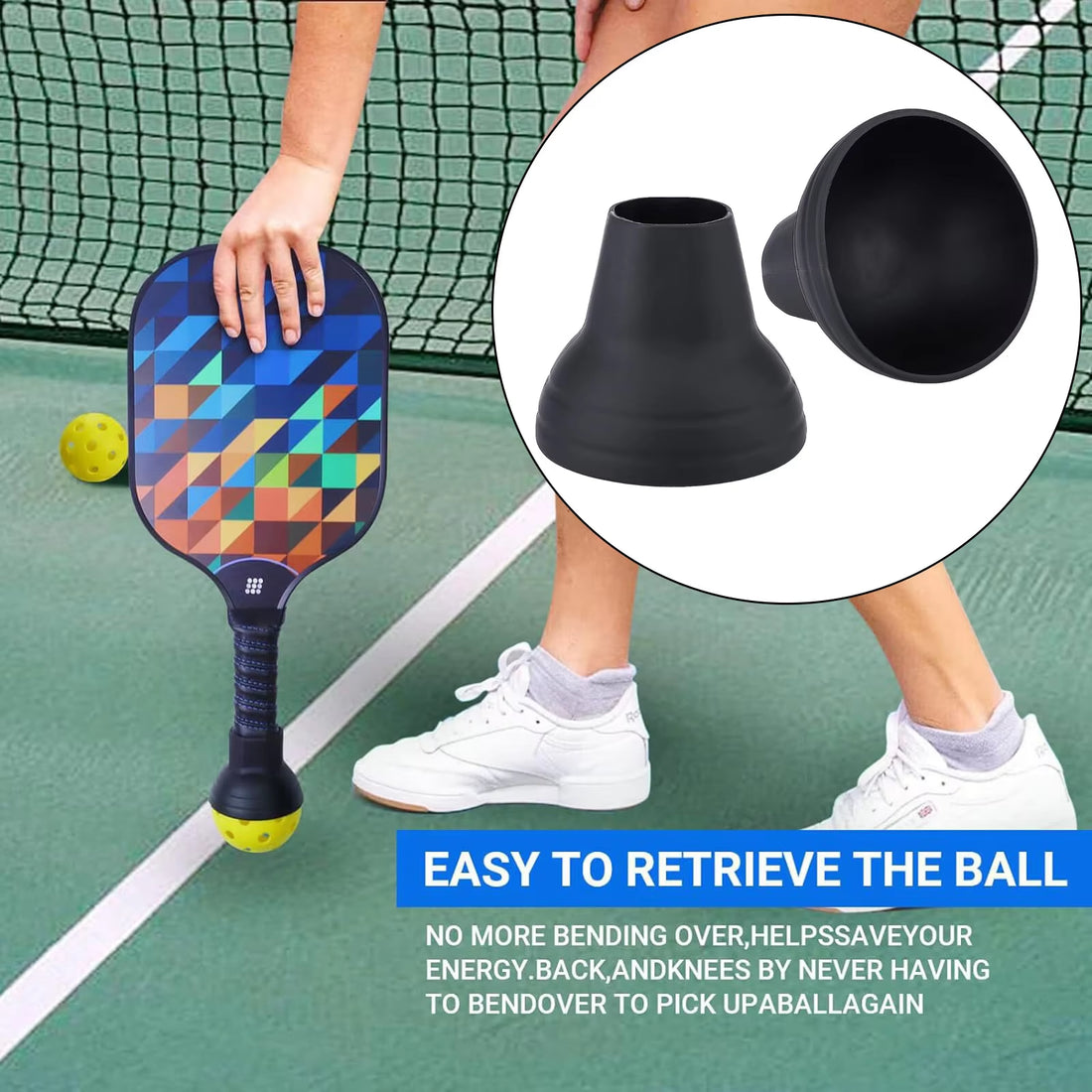 2X Pickleball Retriever Lightweight Pickleball Grabber Fits Standard Paddles Sports Professional Pick up Pickleball Balls