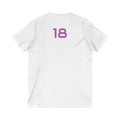 Minnesota Female V-Neck Tee - Female Number 18 Football White and Purple Shirt Printify