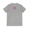 Minnesota Female V-Neck Tee - Female Number 18 Football White and Purple Shirt Printify