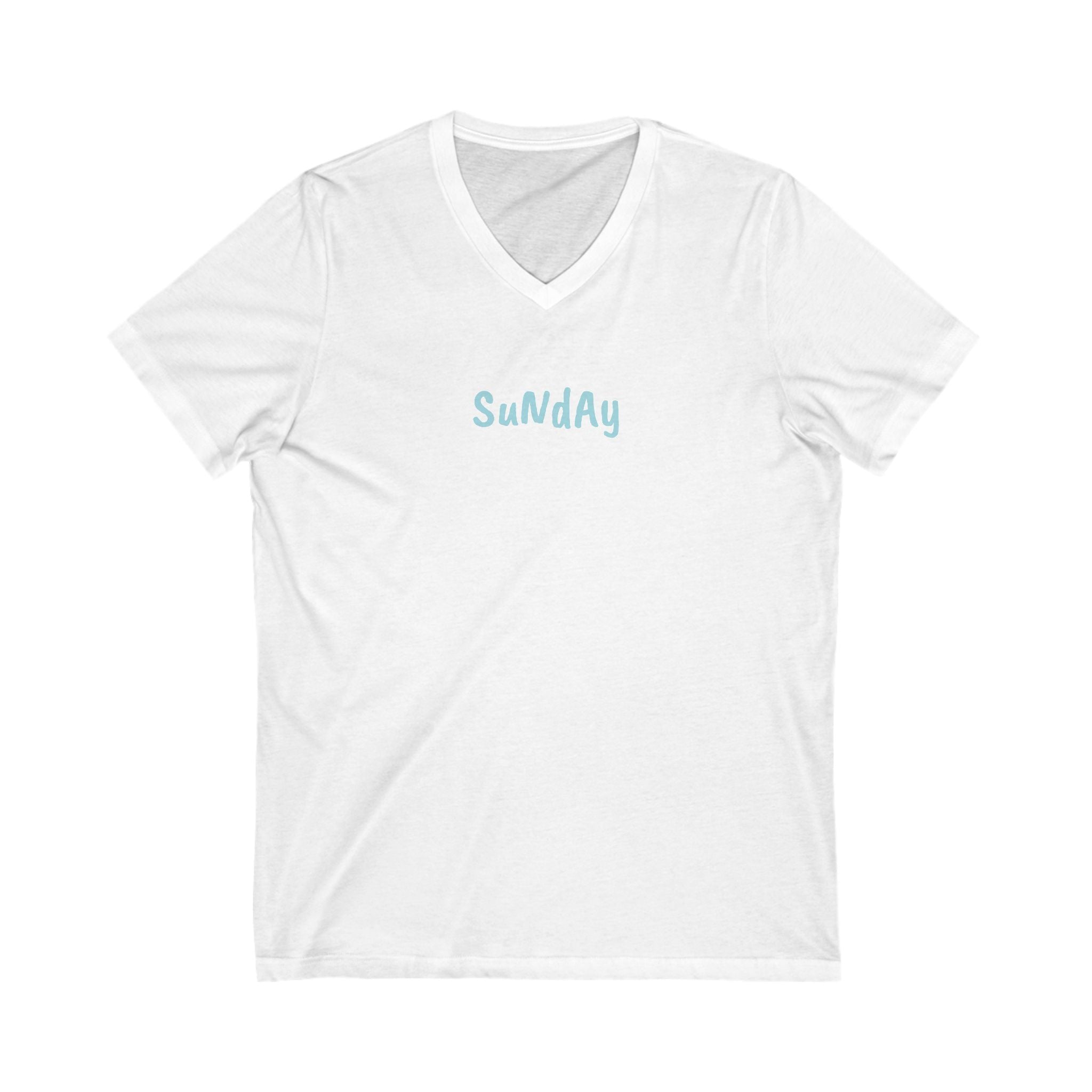 Sunday T Shirt - Women Unisex Jersey Short Sleeve V-Neck Tee, Casual V-Neck Tee, Comfortable Graphic Shirt, Everyday Unisex Top