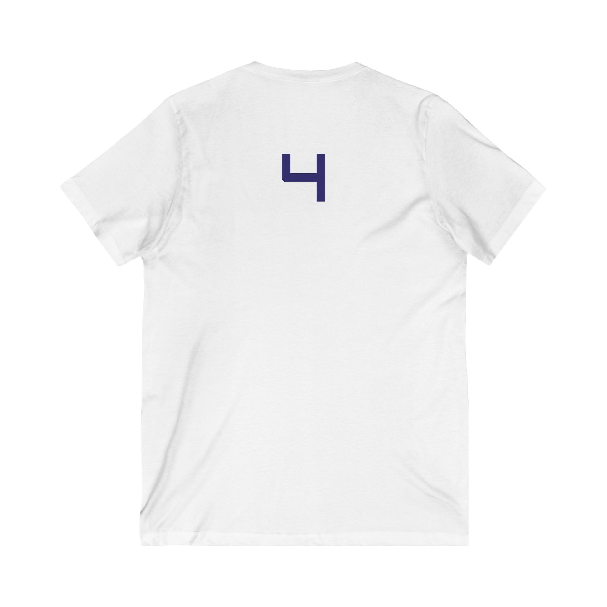 Copy of Female V-Neck Tee - Female Number 4 Dallas Football White and Blue Shirt Printify