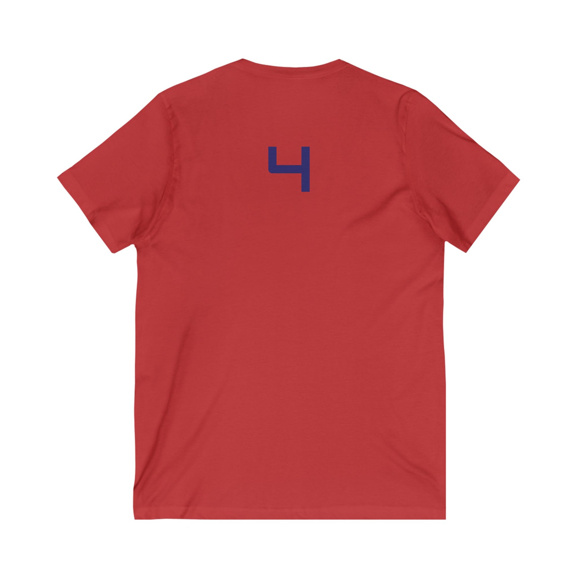 Copy of Female V-Neck Tee - Female Number 4 Dallas Football White and Blue Shirt Printify