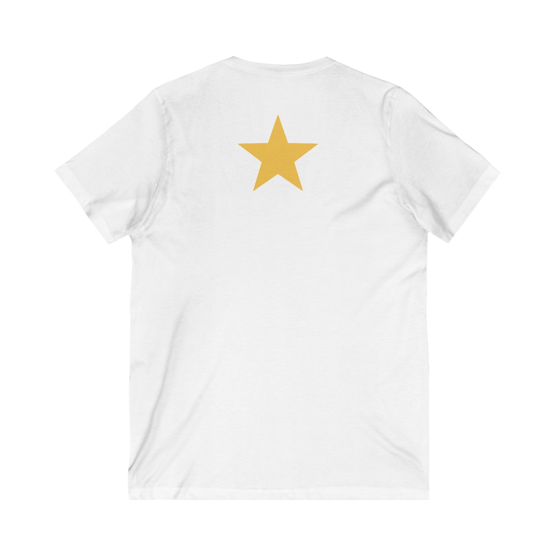 Star V-Neck Tee - White and Gold Be a Star Tshirt Printify