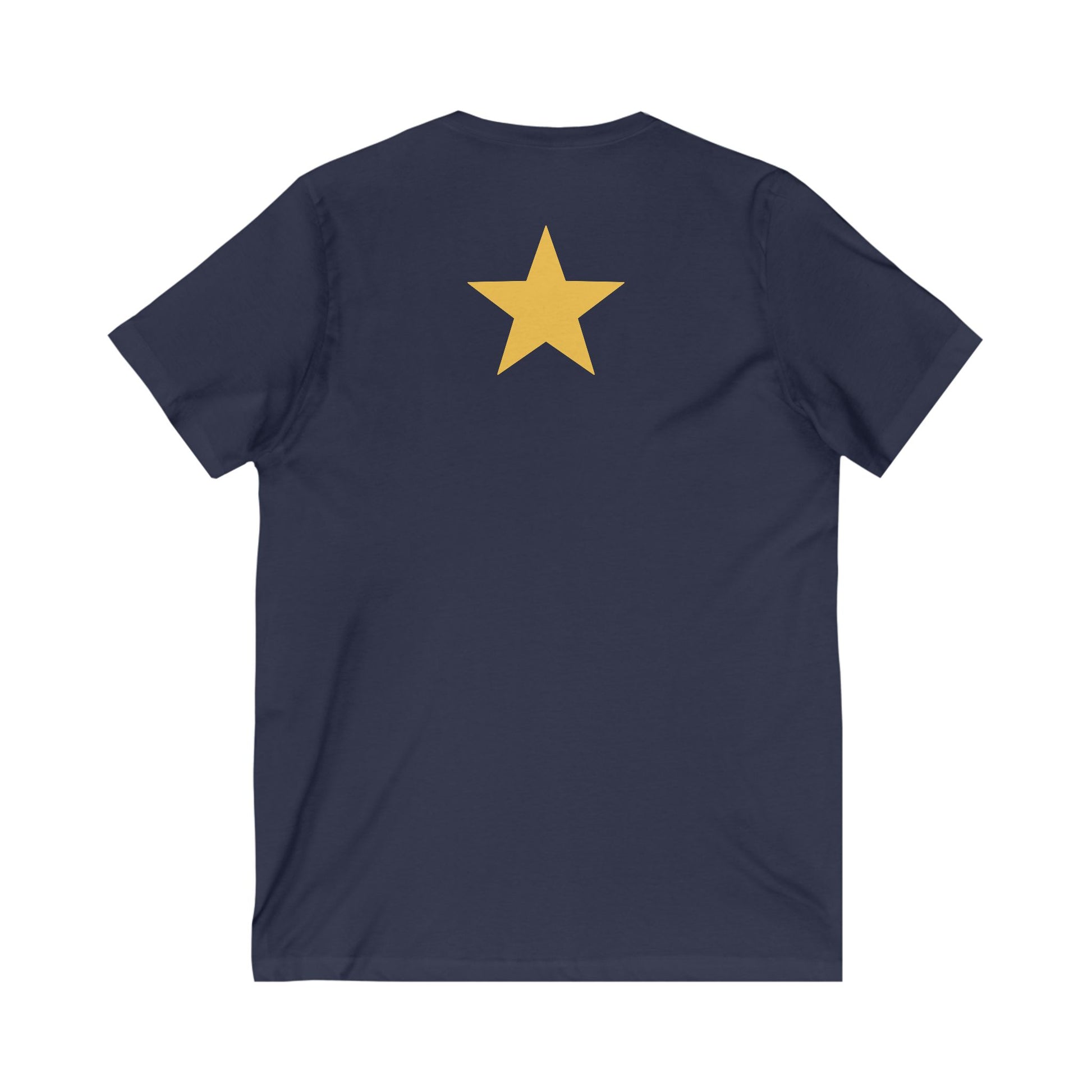 Star V-Neck Tee - White and Gold Be a Star Tshirt Printify