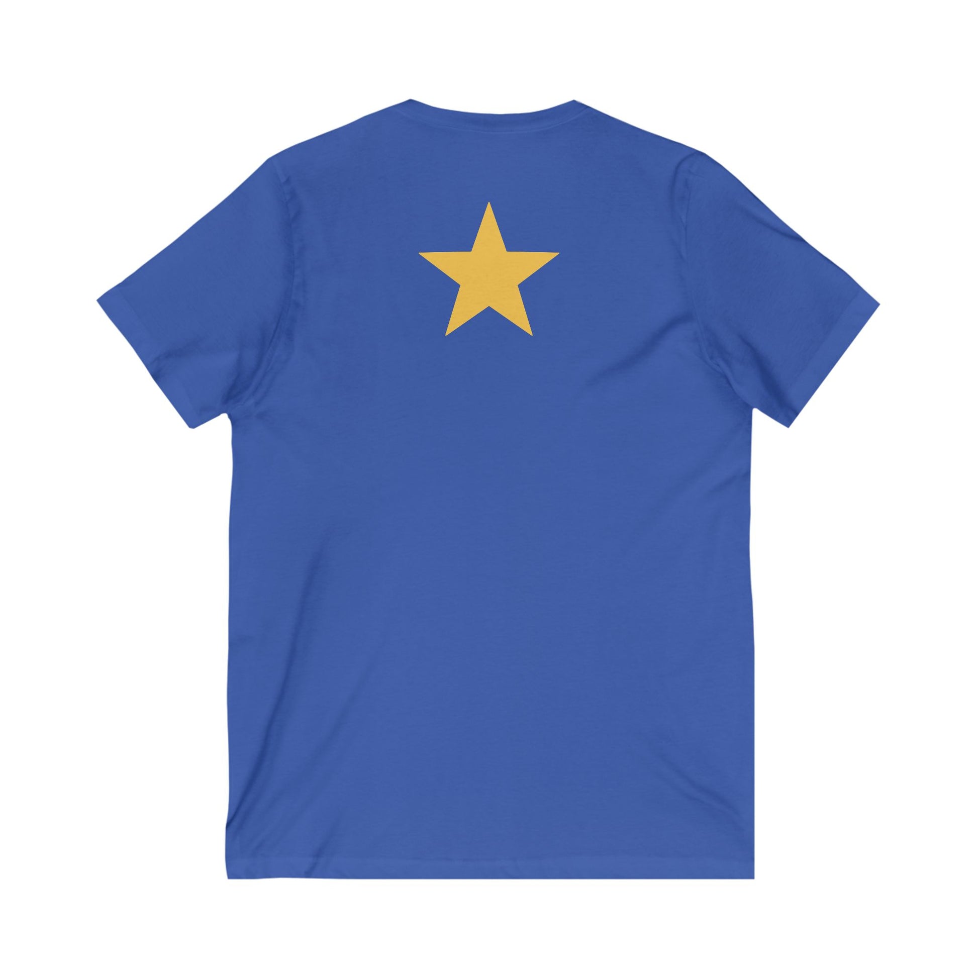 Star V-Neck Tee - White and Gold Be a Star Tshirt Printify