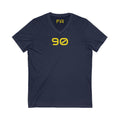 Female V-Neck Tee - Female Number 90 Pittsburgh Football Black and Yellow Shirt Printify