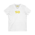 Female V-Neck Tee - Female Number 90 Pittsburgh Football Black and Yellow Shirt Printify