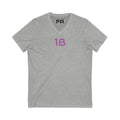 Minnesota Female V-Neck Tee - Female Number 18 Football White and Purple Shirt Printify