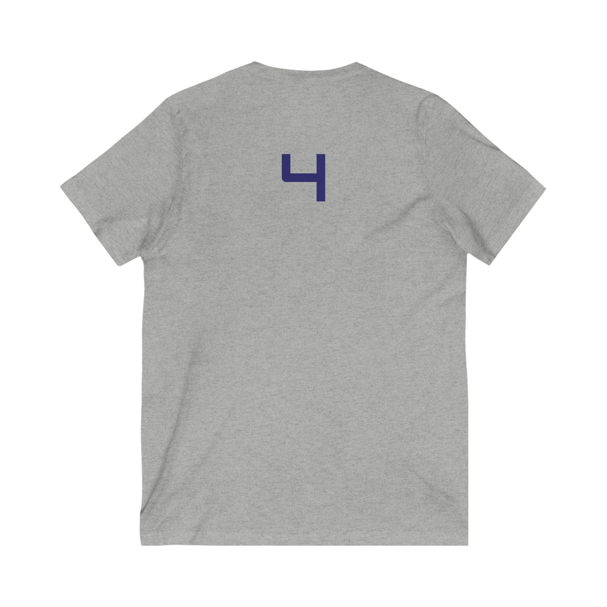 Copy of Female V-Neck Tee - Female Number 4 Dallas Football White and Blue Shirt Printify