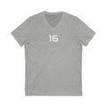 V-Neck Tee - Female Number 16 Detroit Football Printify