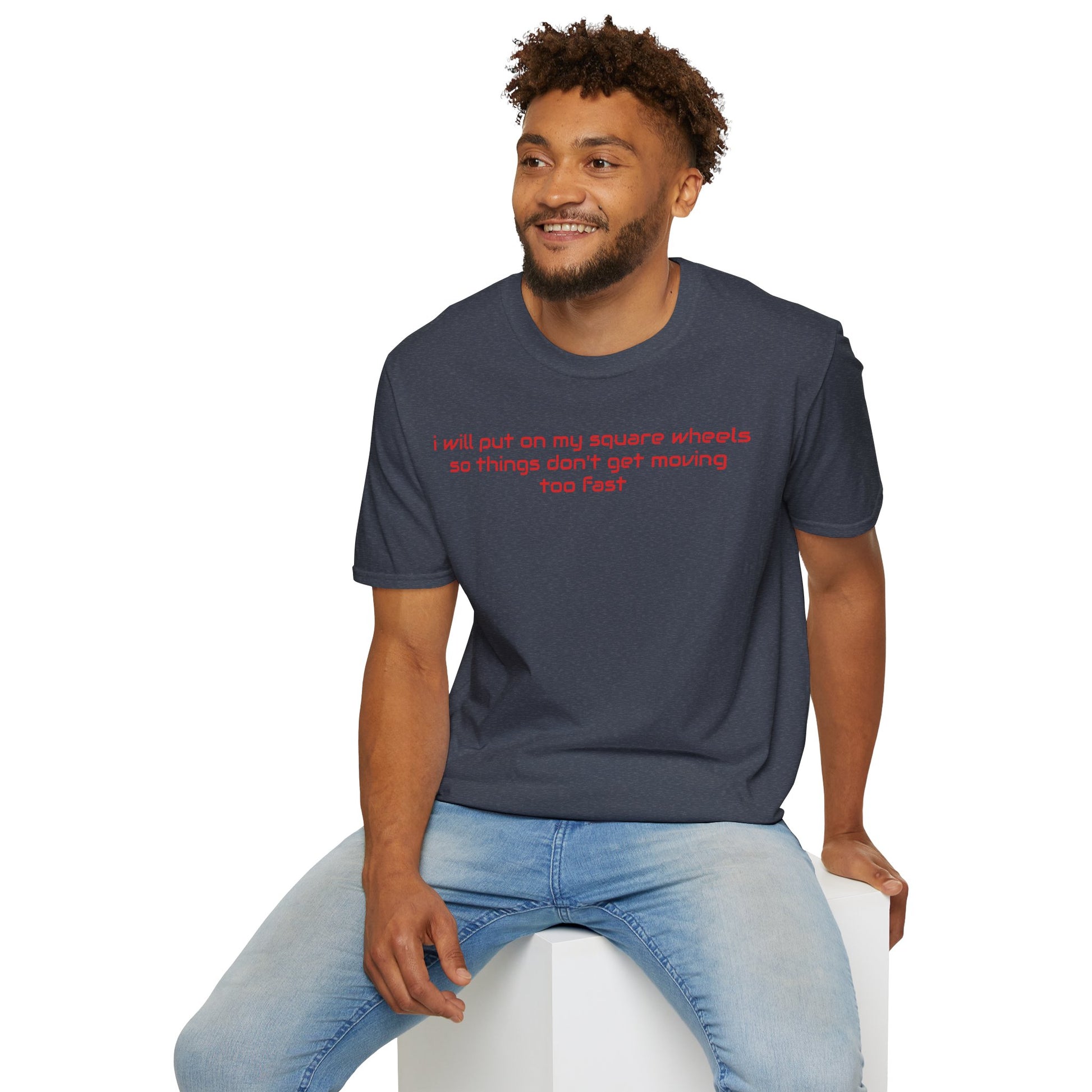 Square Wheels Unisex Softstyle T-Shirt, Unique Funny Quote Tee, FletchAnswers Design, Soft Cotton Shirt, Casual Top for Men and Women Printify