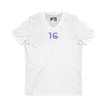 V-Neck Tee - Female Number 16 Detroit Football Printify