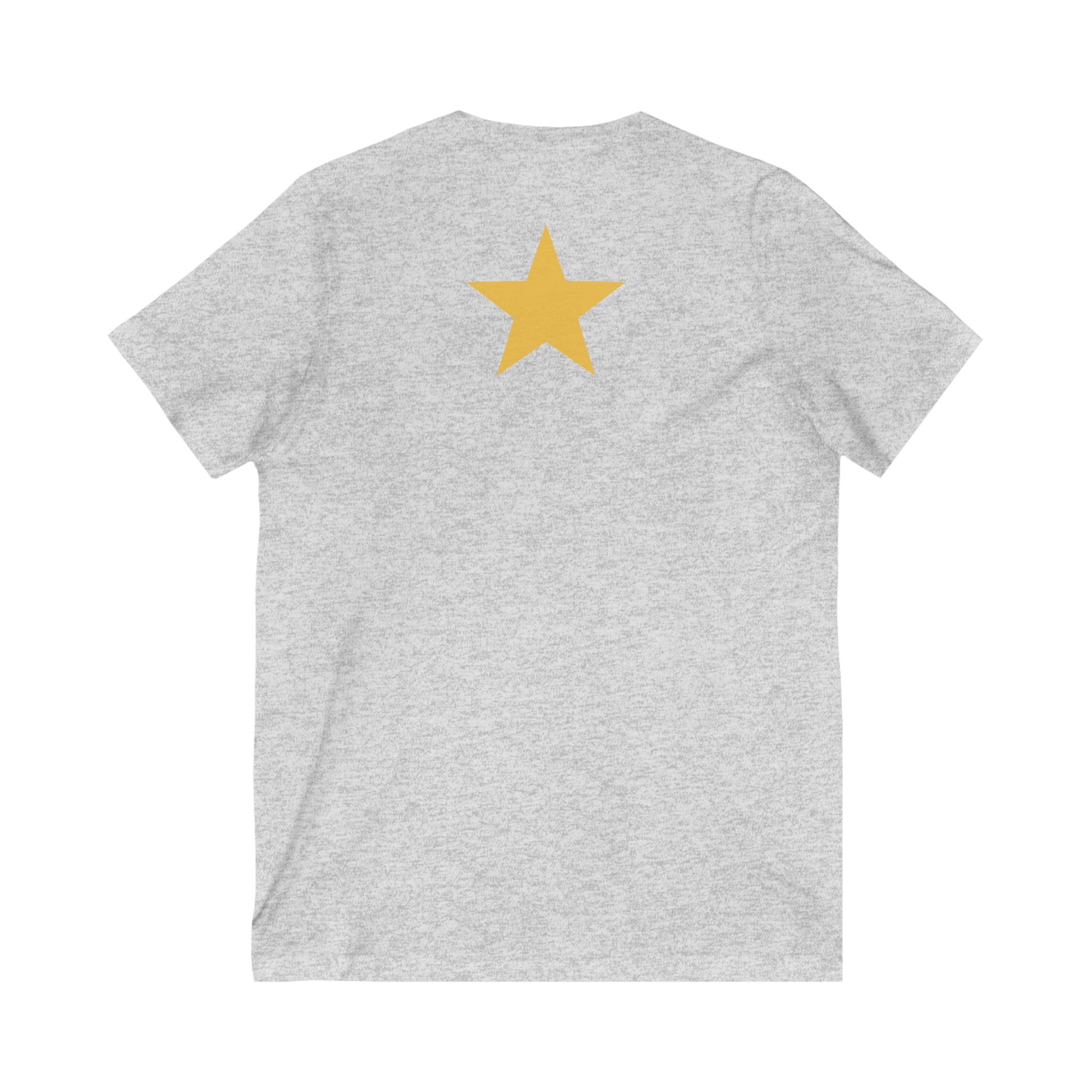 Star V-Neck Tee - White and Gold Be a Star Tshirt Printify