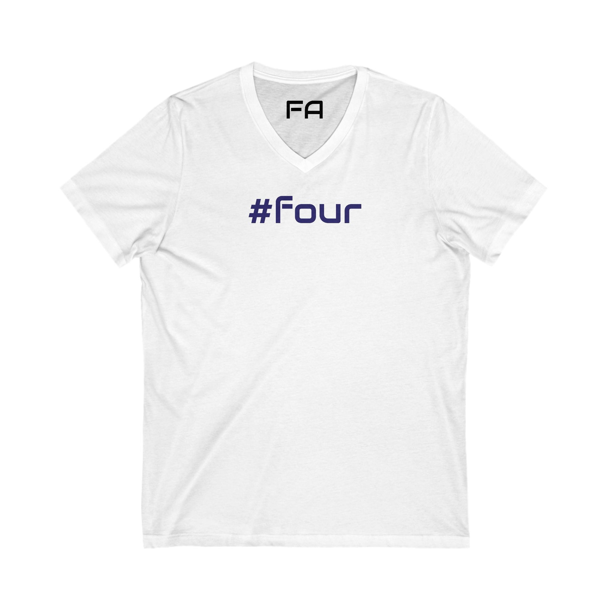 Copy of Female V-Neck Tee - Female Number 4 Dallas Football White and Blue Shirt Printify