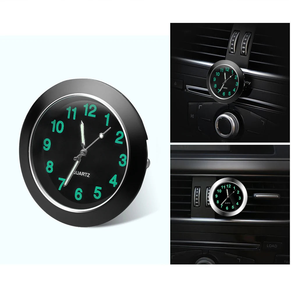 Car Clock Luminous Mini Automobiles Internal Stick-On Digital Watch Mechanics Quartz Clocks Auto Ornament 40mm 43mm