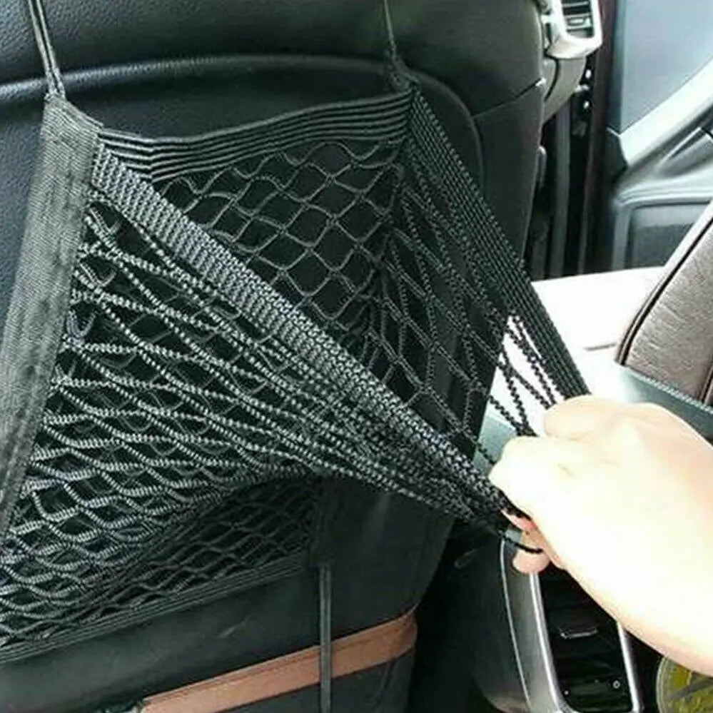 Car Seat Back Storage Bag Mesh Net Pocket Elastic Mesh Net Bag Car Tidy Cargo Rear Trunk Seat Storage Organizer