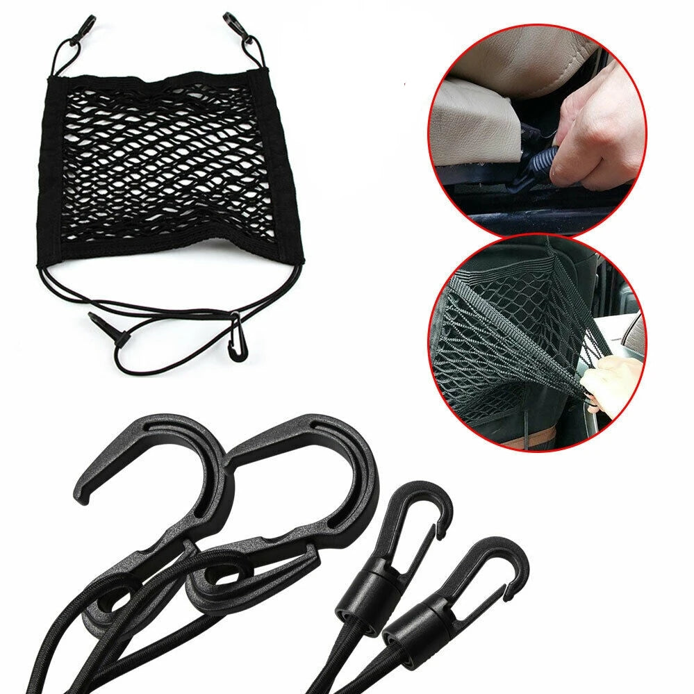 Car Seat Back Storage Bag Mesh Net Pocket Elastic Mesh Net Bag Car Tidy Cargo Rear Trunk Seat Storage Organizer