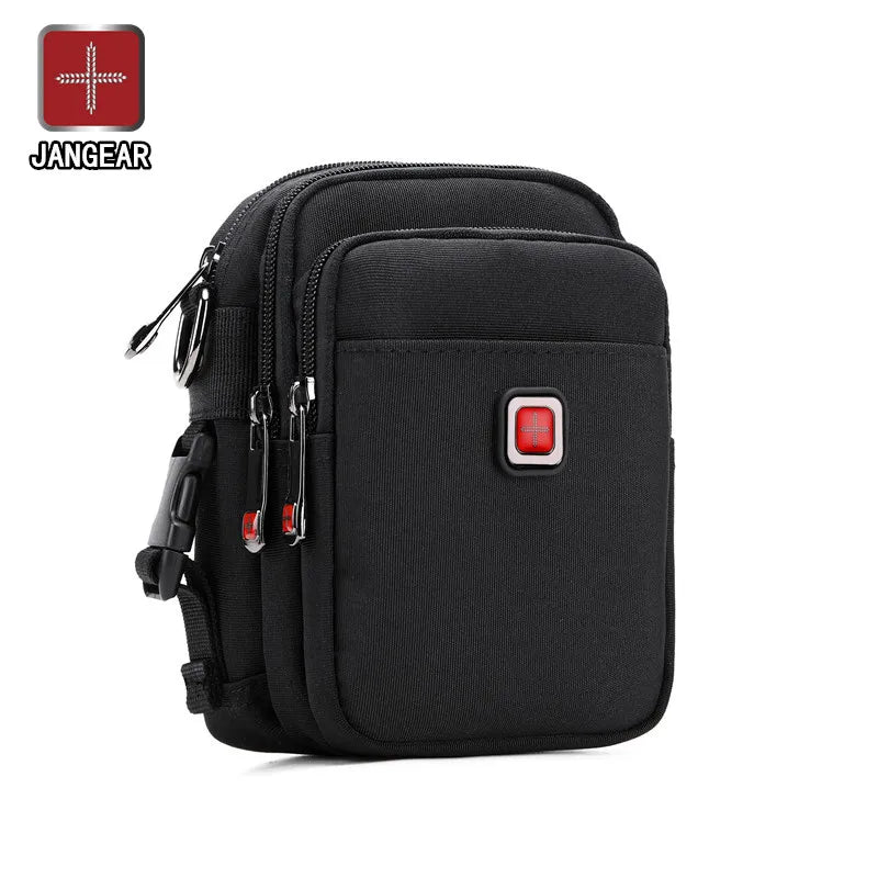 JANGEAR Men Shoulder Bag Casual Messenger Bags Waterproof Man Purse Zipper Crossbody Can Wear A Belt Multi-purpose Mini Belt Bag