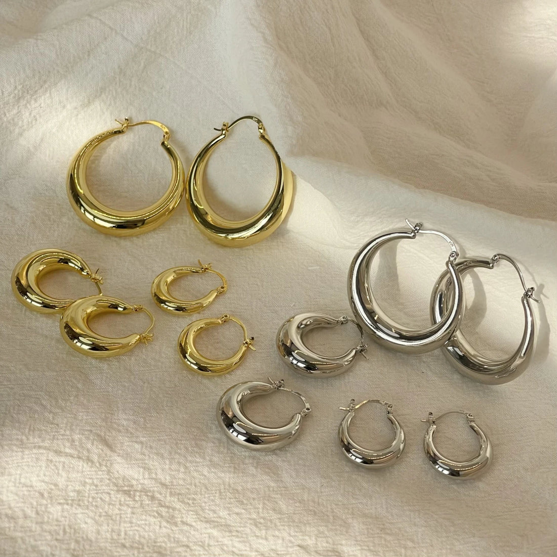 New Style 2024 Wholesale Smooth Exquisite Big Circle Hoop Earrings for Women Girl Wedding Party Large Stainless Steel Jewelry