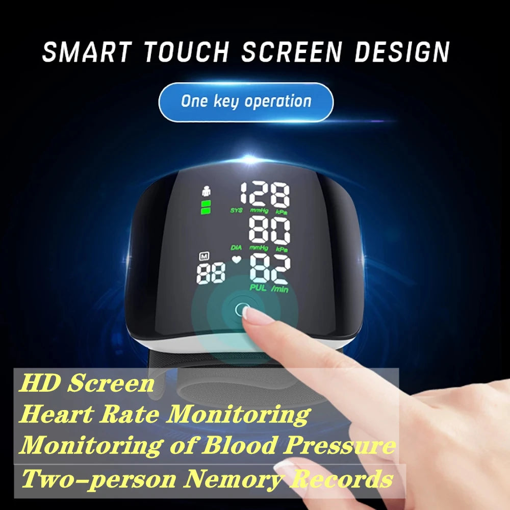 Smart Wrist Sphygmomanometer Touchable Heart Rate Monitor Can Store Data For Two People And Support Voice Broadcast