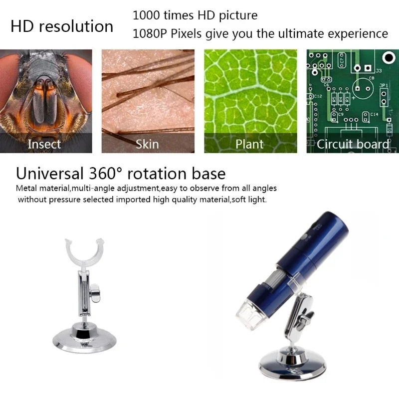 Wireless Digital Microscope 50X-1000X Magnification Flexible Stand For Android/IOS/PC/Mac Electronic Stereo Wifi Microscope