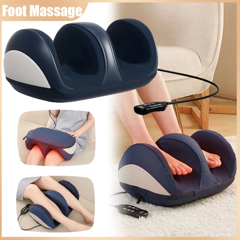 Super Big Electric Foot Massager Hot Compression Heating Therapy Shiatsu Kneading Roller Massage Muscle Relief Heel Healthy Care