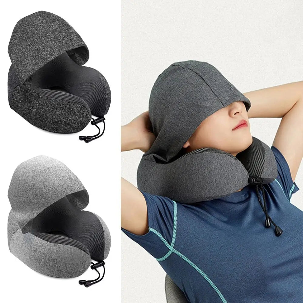 Travel Pillow Hooded U-Shaped Pillow Cushion Multifunctional Neck Pillow Aircraft Travel Accessories Sleeping Pillows