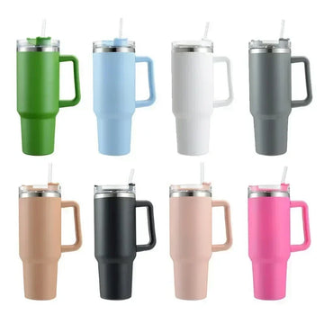 Stainless Steel Water Bottle  Car Coffee Mug Personalized Tumbler with Handle Lid Straw Vacuum Thermos Cup  40oz